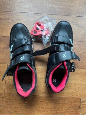 Peloton Black Cycling Shoes with Pink Lining - Adult Athletic SPD Compatible